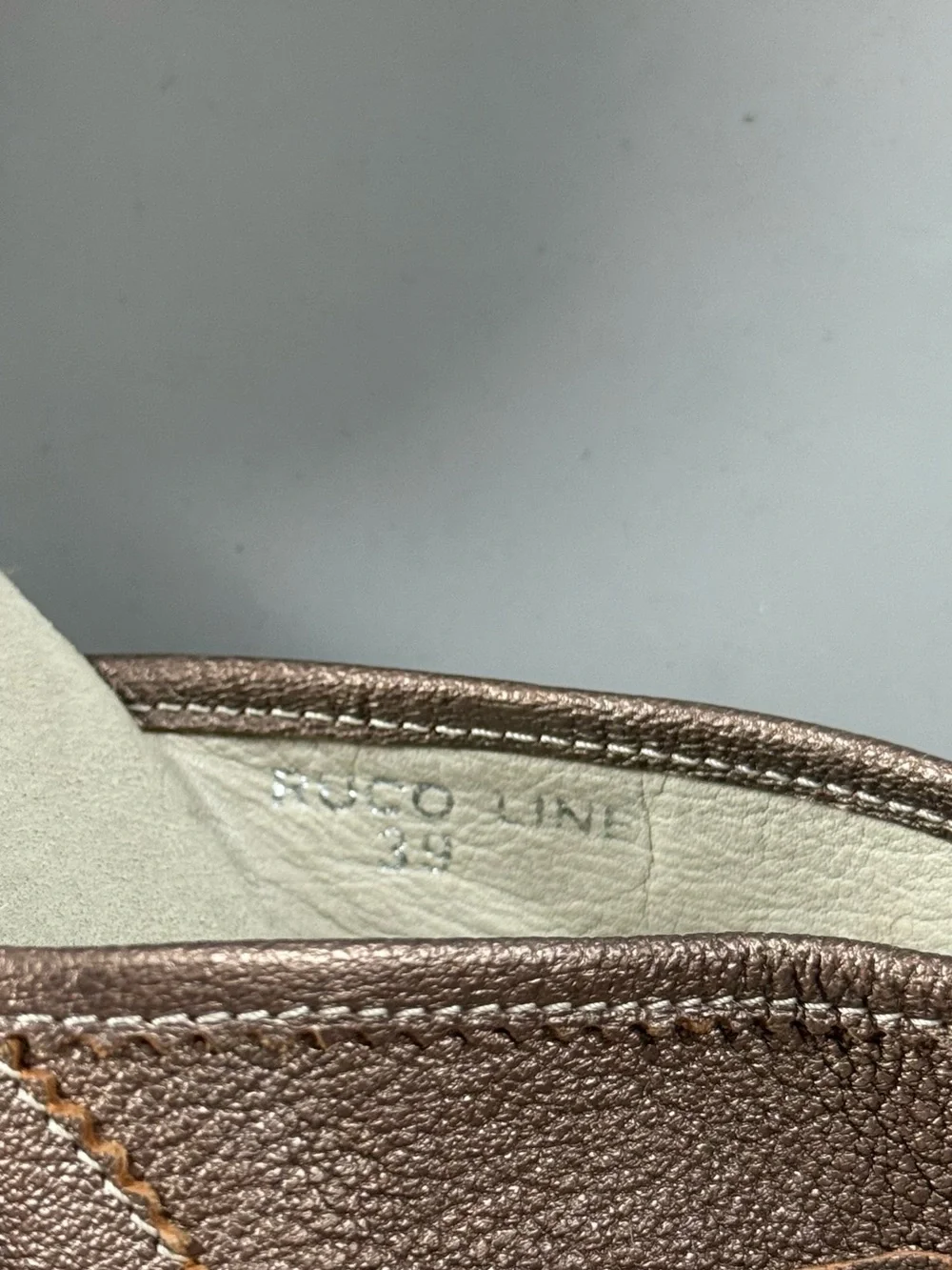 Rucoline Metallic Bronze Leather Espadrille Wedge Mules Shoes EU 39 US 8.5